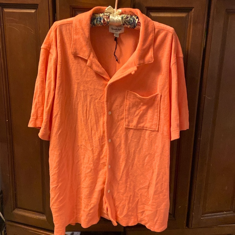 Goodfellow & Co Orange Short-Sleeve Terry Camp Shirt